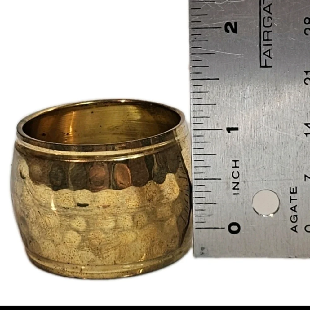 12 Vintage Hammered Solid Brass Napkin Ring Holders